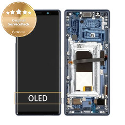 Sony Xperia 5 - LCD displej + Dotykové sklo + Rám (Blue) - 1319-9384 Genuine Service Pack