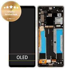 Sony Xperia 10 III - LCD Displej + Dotykové Sklo + Rám (White) - A5034093A Genuine Service Pack