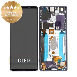 Sony Xperia 1 III - LCD Displej + Dotykové Sklo + Rám (Purple) - A5032175A Genuine Service Pack