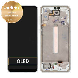 Samsung Galaxy A33 5G A336B - LCD Displej + Dotykové Sklo + Rám (Awesome White) - GH82-28143B, GH82-28144B Genuine Service Pack