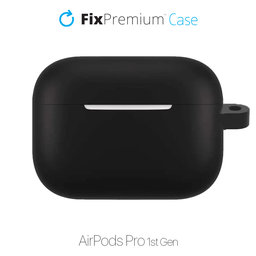 FixPremium - Silikónové Puzdro s Karabinou pre AirPods Pro, čierna