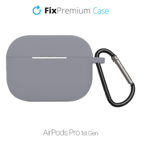 FixPremium - Silikónové Puzdro s Karabinou pre AirPods Pro, space gray