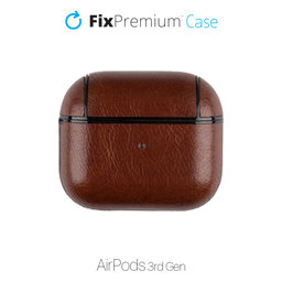 FixPremium - Puzdro z Umelej Kože pre AirPods 3, hnedá