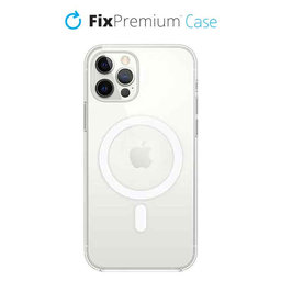 FixPremium - Silikónové Puzdro s MagSafe pre iPhone 12 a 12 Pro, transparentná