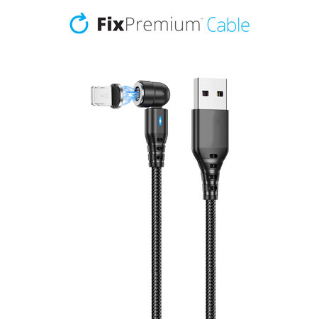 FixPremium - Lightning / USB Magnetický Kábel (1m), čierna