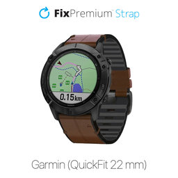 FixPremium - Kožený Remienok pre Garmin (QuickFit 22mm), hnedá