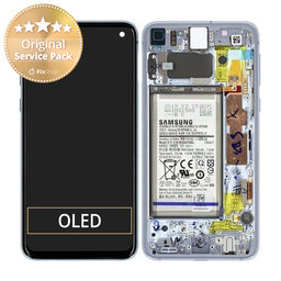 Samsung Galaxy S10e G970F - LCD Displej + Dotykové Sklo + Rám + Batéria (Prism Blue) - GH82-18843C, GH82-18843A Genuine Service Pack