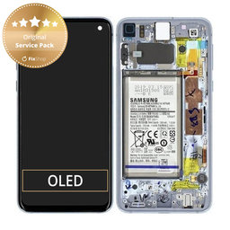 Samsung Galaxy S10e G970F - LCD Displej + Dotykové Sklo + Rám + Batéria (Prism Blue) - GH82-18843C, GH82-18843A Genuine Service Pack