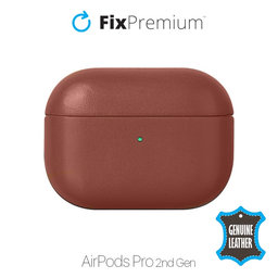 FixPremium - Kožené Puzdro pre AirPods Pro 2, hnedá