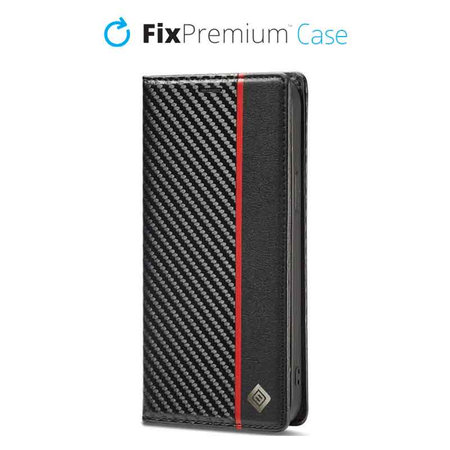 FixPremium - Puzdro Carbon Wallet pre iPhone 12 Pro Max, čierna