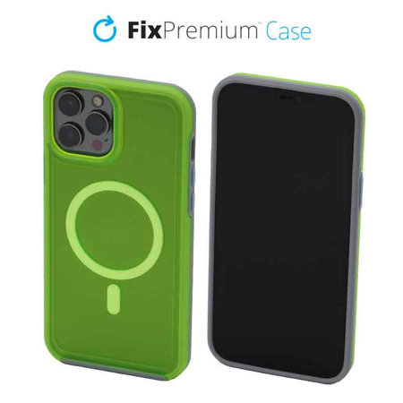 FixPremium - Puzdro Clear s MagSafe pre iPhone 12 Pro Max, neon green