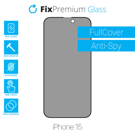 FixPremium Privacy Anti-Spy Glass - Tvrdené Sklo pre iPhone 15