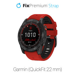 FixPremium - Dvojfarebný Silikónový Remienok pre Garmin (QuickFit 22mm), červený