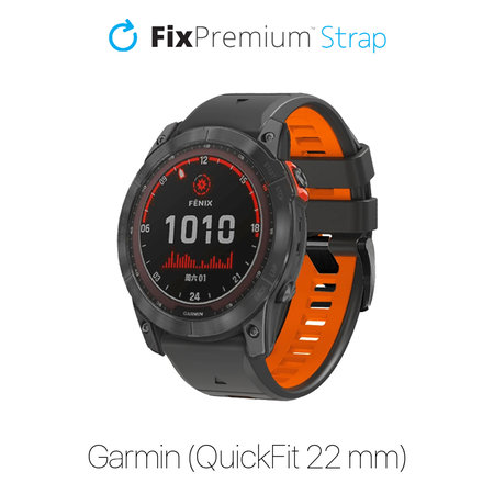 FixPremium - Dvojfarebný Silikónový Remienok pre Garmin (QuickFit 22mm), sivý