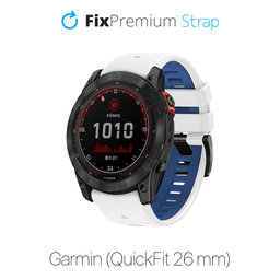 FixPremium - Dvojfarebný Silikónový Remienok pre Garmin (QuickFit 26mm), biely