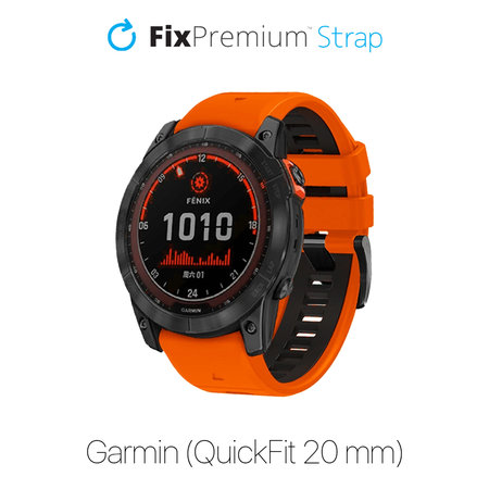 FixPremium - Dvojfarebný Silikónový Remienok pre Garmin (QuickFit 20mm), oranžový