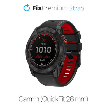 FixPremium - Dvojfarebný Silikónový Remienok pre Garmin (QuickFit 26mm), čierny