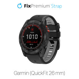 FixPremium - Dvojfarebný Silikónový Remienok pre Garmin (QuickFit 26mm), čierny