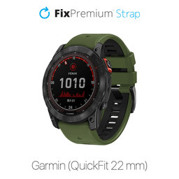 FixPremium - Dvojfarebný Silikónový Remienok pre Garmin (QuickFit 22mm), tmavozelený