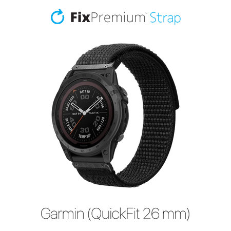 FixPremium - Nylonový Remienok pre Garmin (QuickFit 26mm), čierny