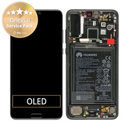 Huawei P20 Pro CLT-L29, CLT-L09 - LCD Displej + Dotykové Sklo + Rám + Batéria (Black) - 02351WQK Genuine Service Pack