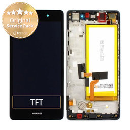 Huawei P8 Lite ALE-L21 - LCD Displej + Dotykové Sklo + Rám + Batéria (Black) - 02350KCW, 02350KCC, 02350KCB, 02350JVD Genuine Service Pack