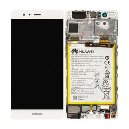 Huawei P9 - LCD Displej + Dotykové Sklo + Rám + Batéria (White) - 02350RRY, 02350RKF Genuine Service Pack