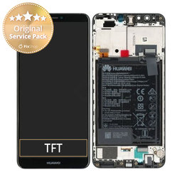 Huawei Y9 (2018) - LCD Displej + Dotykové Sklo + Rám + Batéria (Black) - 02351VFR, 02351VFS Genuine Service Pack