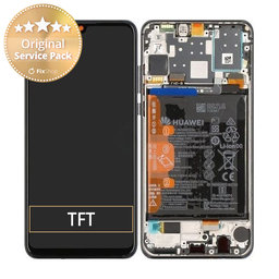 Huawei P30 Lite - LCD Displej + Dotykové Sklo + Rám + Batéria (Midnight Black) - 02352RPW Genuine Service Pack