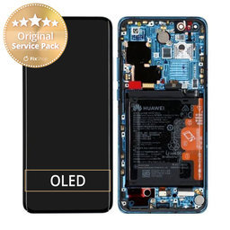 Huawei P40 Pro - LCD Displej + Dotykové Sklo + Rám + Batéria + Senzor Odtlačku Prsta (Deep Sea Blue) - 02353PJJ Genuine Service Pack