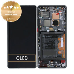 Huawei Mate 40 Pro NOH-NX9 - LCD Displej + Dotykové Sklo + Rám + Batéria (Black) - 02353YMT Genuine Service Pack