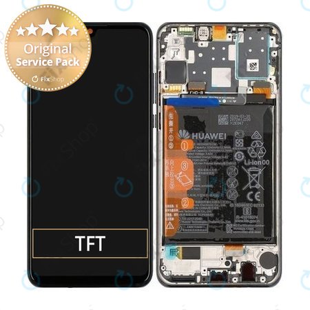 Huawei P30 Lite 2020 - LCD Displej + Dotykové Sklo + Rám + Batéria (Midnight Black) - 02353FPX, 02353DQU Genuine Service Pack