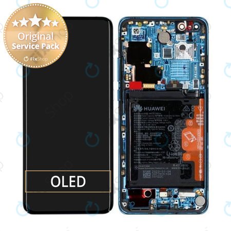 Huawei P40 Pro - LCD Displej + Dotykové Sklo + Rám + Batéria + Senzor Odtlačku Prsta (Deep Sea Blue) - 02353PJJ Genuine Service Pack