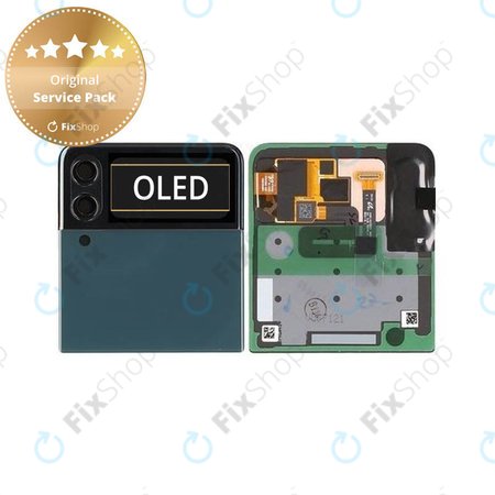 Samsung Galaxy Z Flip 3 F711B - LCD Displej + Dotykové Sklo + Rám (Vonkajší) (Green) - GH97-26773C Genuine Service Pack