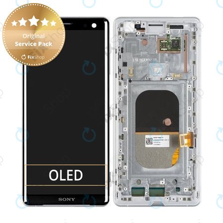 Sony Xperia XZ3 - LCD Displej + Dotykové Sklo + Rám (Silver White) - 1315-5027 Genuine Service Pack