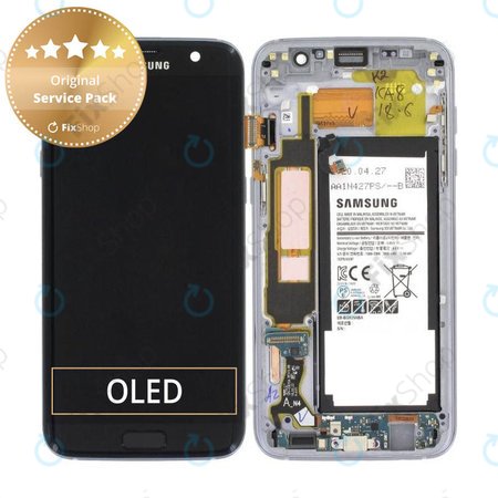 Samsung Galaxy S7 Edge G935F - LCD Displej + Dotykové Sklo + Rám + Batéria (Black) - GH82-13359A Genuine Service Pack