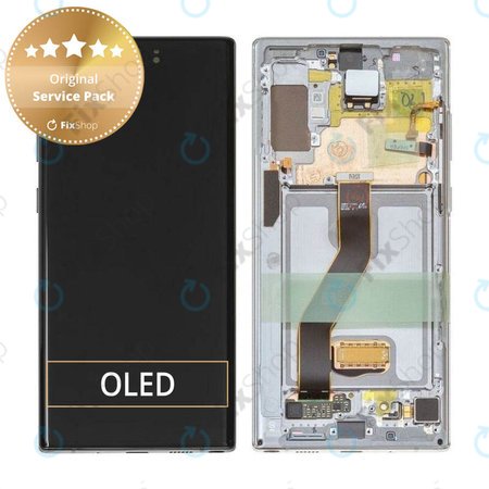 Samsung Galaxy Note 10 Plus - LCD Displej + Dotykové Sklo + Rám (Aura White) - GH82-20838B, G82-20900B Genuine Service Pack