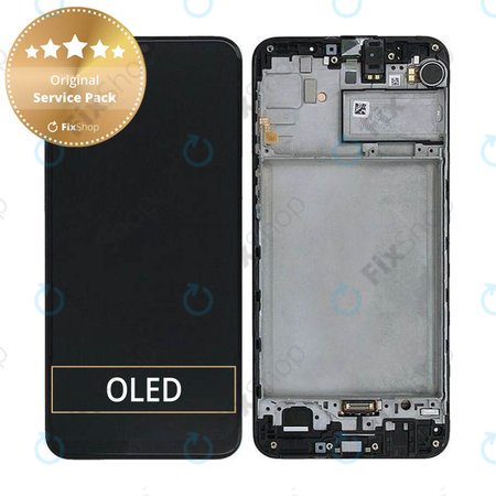 Samsung Galaxy M21 M215F - LCD Displej + Dotykové Sklo + Rám (Black) - GH82-22509A, GH82-22836A, GH82-21266A, GH82-21265A Genuine Service Pack