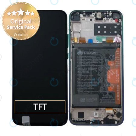 Huawei P40 Lite E - LCD Displej + Dotykové Sklo + Rám + Batéria (Aurora Blue) - 02353FMX Genuine Service Pack