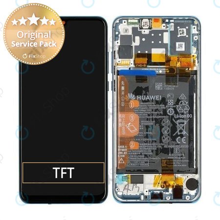 Huawei P30 Lite 2020 - LCD Displej + Dotykové Sklo + Rám + Batéria (Peacock Blue) - 02353FQE, 02353DQS Genuine Service Pack