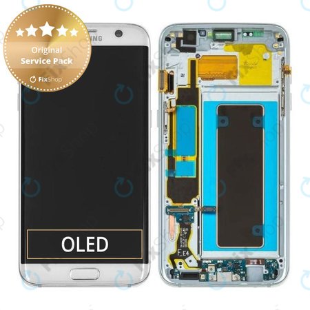 Samsung Galaxy S7 Edge G935F - LCD Displej + Dotykové Sklo + Rám (Silver) - GH97-18533B, GH97-18594B, GH97-18767B Genuine Service Pack