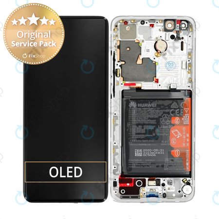 Huawei P40 Pro Plus - LCD Displej + Dotykové Sklo + Rám + Batéria (White Ceramic) - 02353RBJ Genuine Service Pack