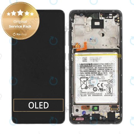 Samsung Galaxy A52 A525F, A526B - LCD Displej + Dotykové Sklo + Rám + Batéria (Awesome Black) - GH82-25229A, GH82-25230A Genuine Service Pack