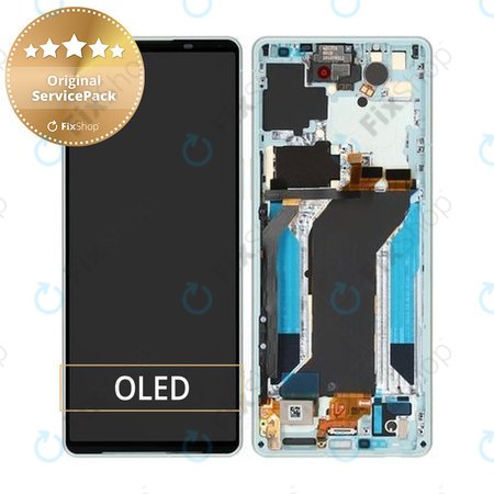 Sony Xperia 1 IV XQCT54 - LCD Displej + Dotykové Sklo + Rám (White) - A5046145A Genuine Service Pack