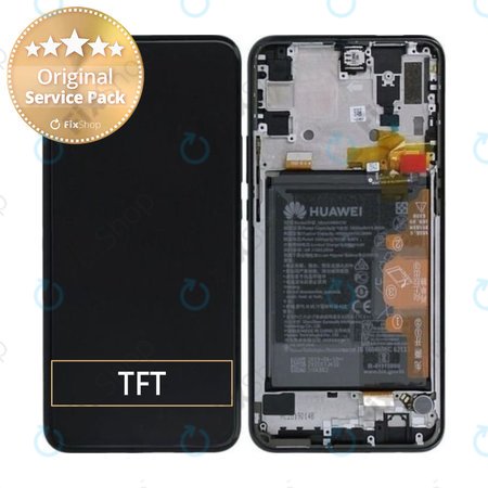 Huawei P Smart Z, Y9 Prime (2019) - LCD Displej + Dotykové Sklo + Rám + Batéria (Midnight Black) - 02352RRF Genuine Service Pack