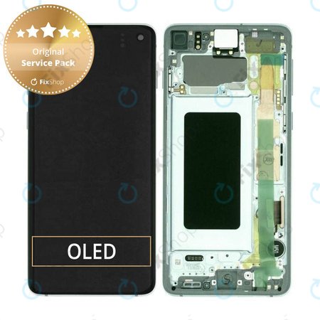 Samsung Galaxy S10 G973F - LCD Displej + Dotykové Sklo + Rám (Prism Green) - GH82-18850E, GH82-18835E Genuine Service Pack