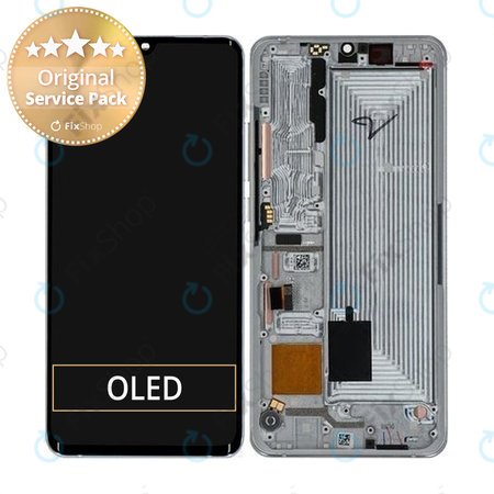 Xiaomi Mi Note 10 Lite - LCD Displej + Dotykové Sklo + Rám (Glacier White) - 5600030F4L00 Genuine Service Pack