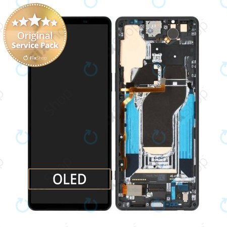 Sony Xperia 1 V - LCD Displej + Dotykové Sklo + Rám (Black) - A5060570A Genuine Service Pack