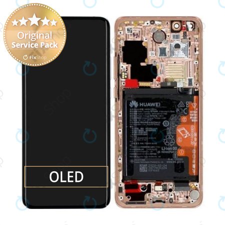 Huawei P40 Pro - LCD Displej + Dotykové Sklo + Rám + Batéria + Senzor Odtlačku Prsta (Blush Gold) - 02353PJL Genuine Service Pack