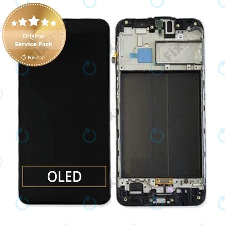 Samsung Galaxy M30 M305F - LCD Displej + Dotykové Sklo + Rám (Black) - GH82-19347A, GH82-20624A Genuine Service Pack